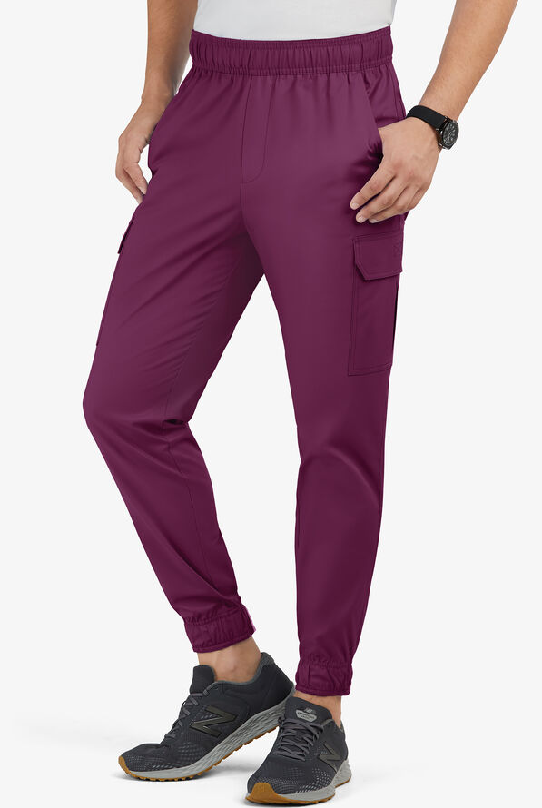 Pantalón médico UA Butter-Soft STRETCH estilo cargo jogger con 7 bolsillos para hombre - Wine - 1