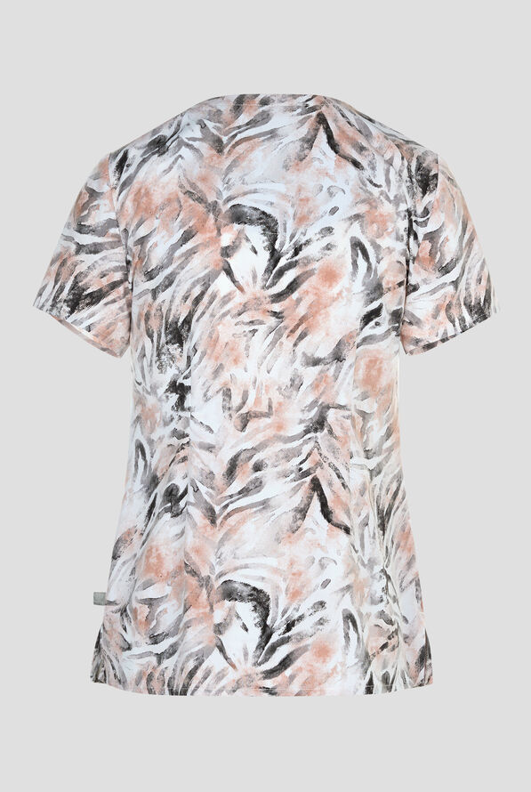 Healing Hands Serene Safari Women's 3-Pocket STRETCH V-Neck Print Scrub Top - null - 2