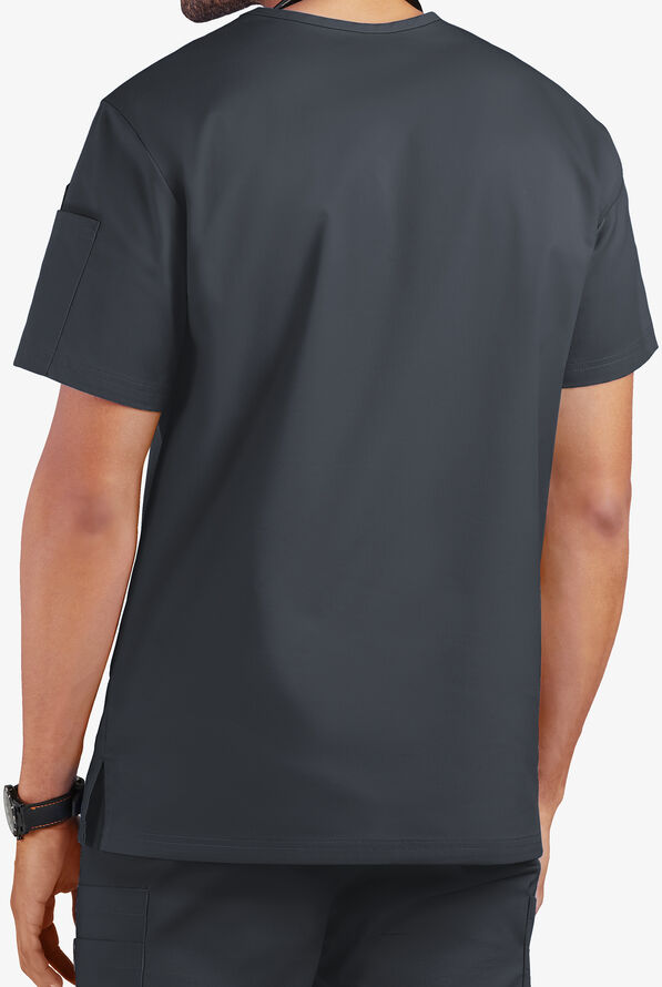 Butter-Soft STRETCH Men's 4-Pocket V-Neck Scrub Top - Pewter - 3