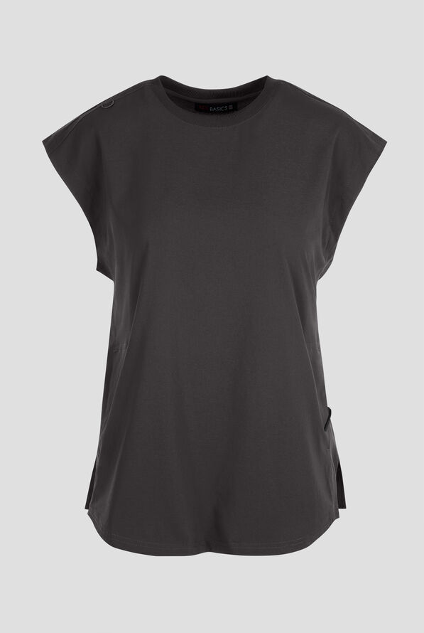 koi Basics Kenley Women's STRETCH 3-Pocket Dolman Sleeve Crew Neck Scrub Top - Charcoal - 1