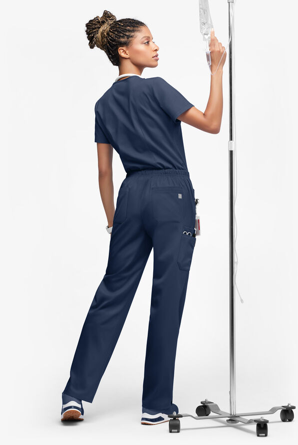 Butter-Soft STRETCH Women’s 10-Pocket Mid Rise Straight Leg Scrub Pant - Tall - Navy - 4