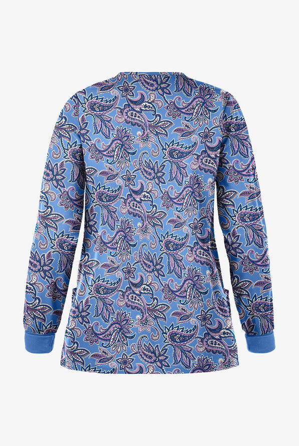 Butter-Soft Baku Paisley Ceil Women's 2-Pocket Warm Up Print Scrub Jacket - null - 2