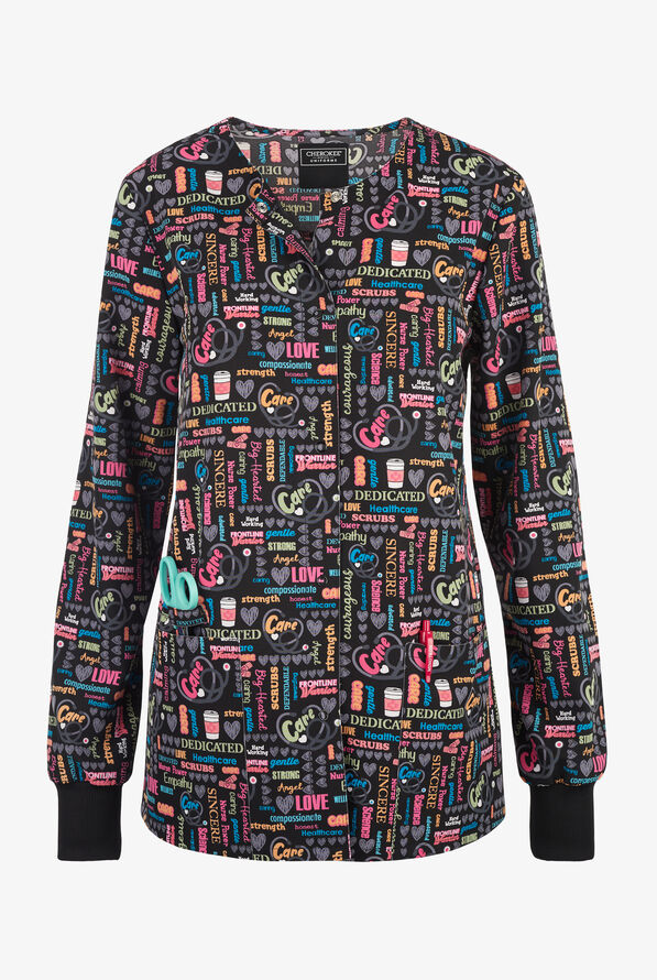 Cherokee Nurse Power Women's 2-Pocket STRETCH Print Scrub Jacket - null - 1