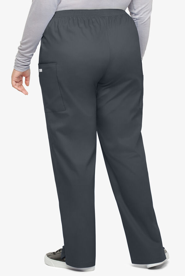 Butter-Soft STRETCH Women's 3-Pocket Plus Size Pull On Scrub Pants - Petite - Pewter - 2