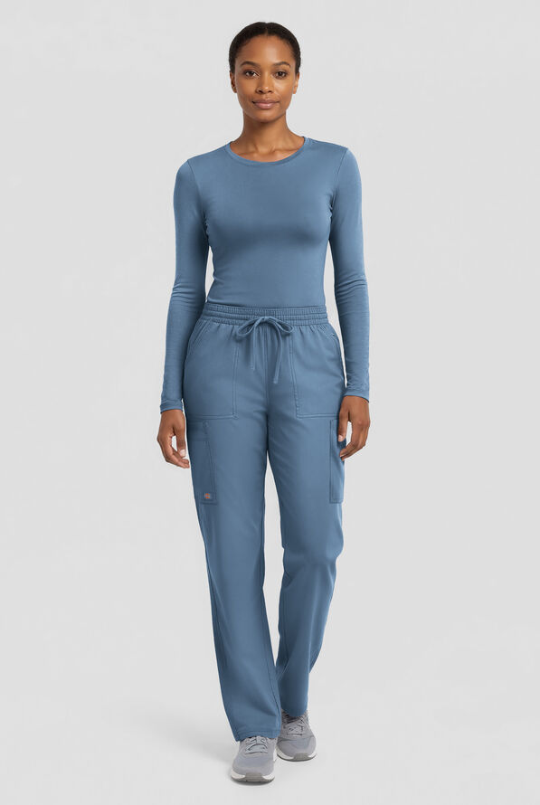 Dickies Forge Women's 6-Pocket Straight Leg Cargo Scrub Pants - Vintage Blue - 4