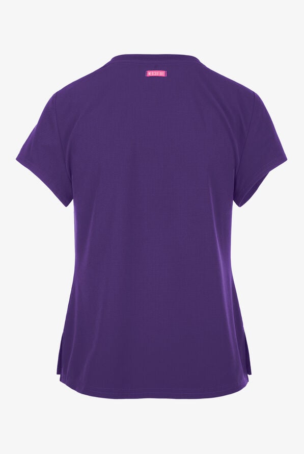 Med Couture Amp Women's 1-Pocket STRETCH Tuck In V-Neck Scrub Top - Purple Surge - 2