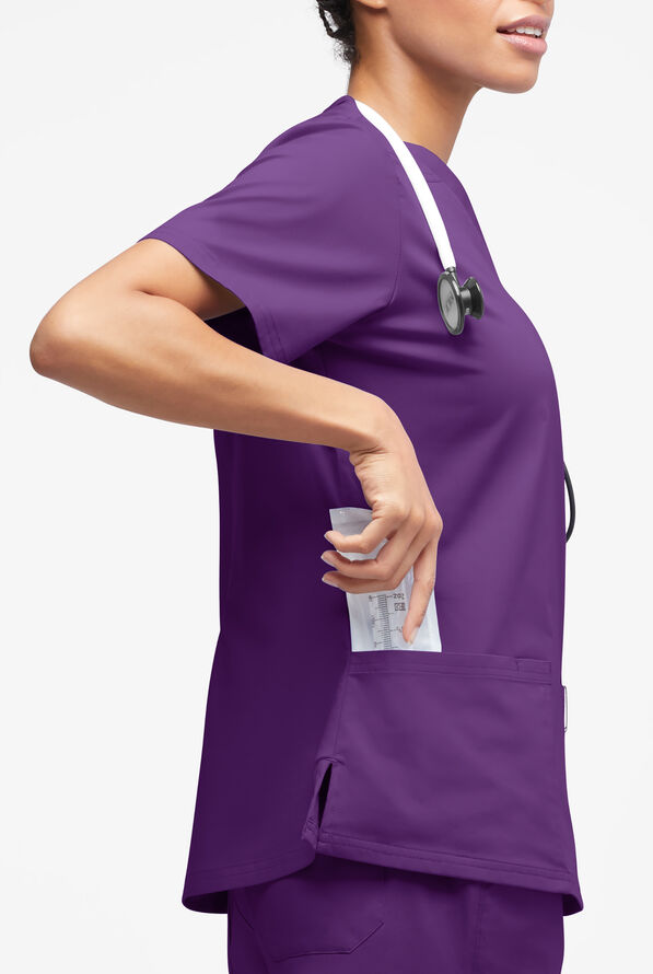Butter-Soft STRETCH Women's 4-Pocket V-Neck Scrub Top - Eggplant - 3