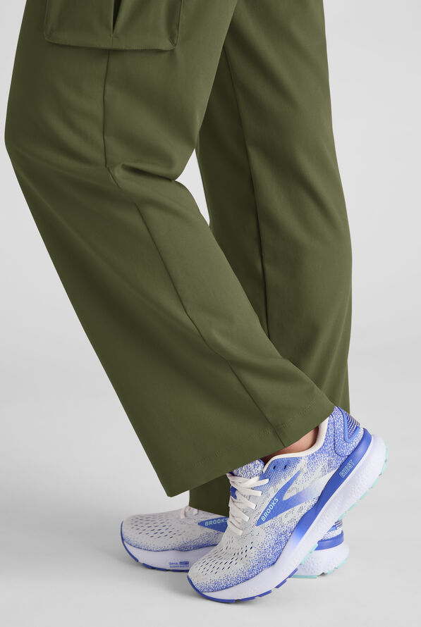 Grey's Anatomy by Barco Emerge Teagan Women's 6-Pocket STRETCH High-Rise Wide Leg Scrub Pants - Olive - 7