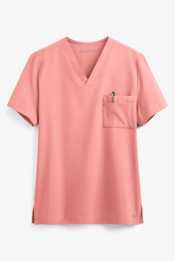 Easy STRETCH Riley Unisex 3-Pocket V-Neck Scrub Top - Autumn Coral - 1