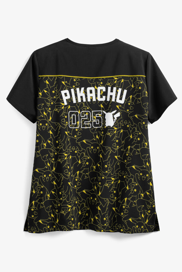 Cherokee Tooniforms Pok&eacute;mon Pikachu Women's 2-Pocket V-Neck Print Scrub Top - null - 2