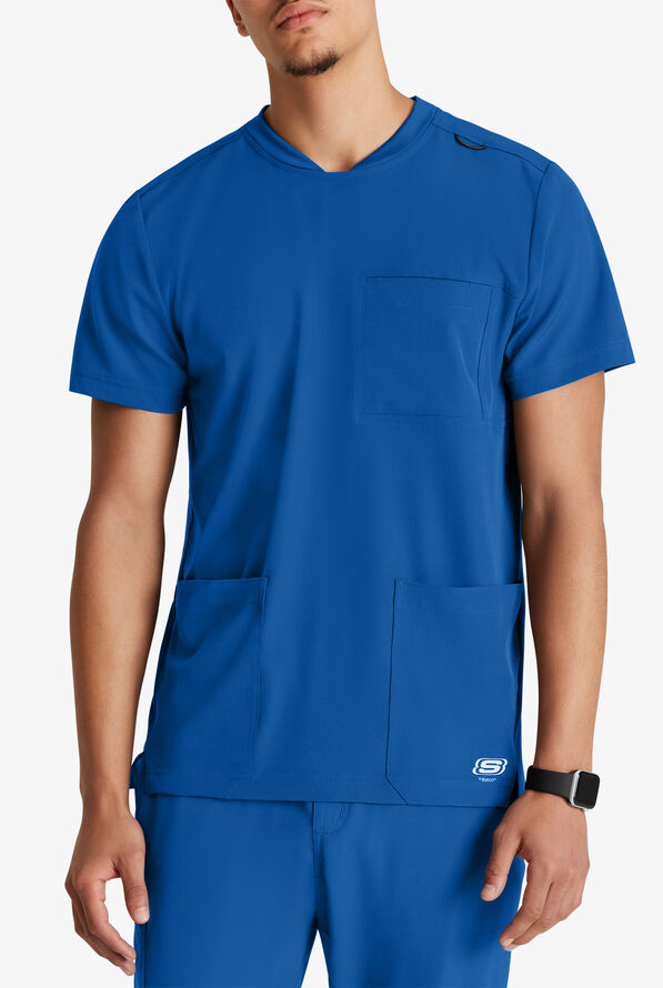 Skechers by Barco Thesis Men's 3-Pocket STRETCH Tuck In V-Neck Scrub Top - Royal - 2