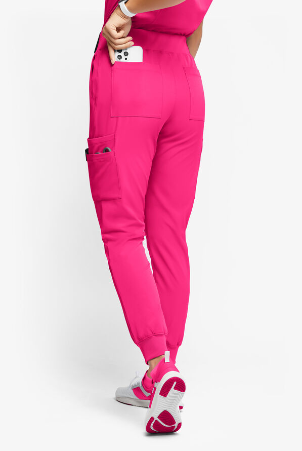 WhisperLite YARA Women's 10-Pocket Cargo Jogger Scrub Pants - Reactive Pink - 3