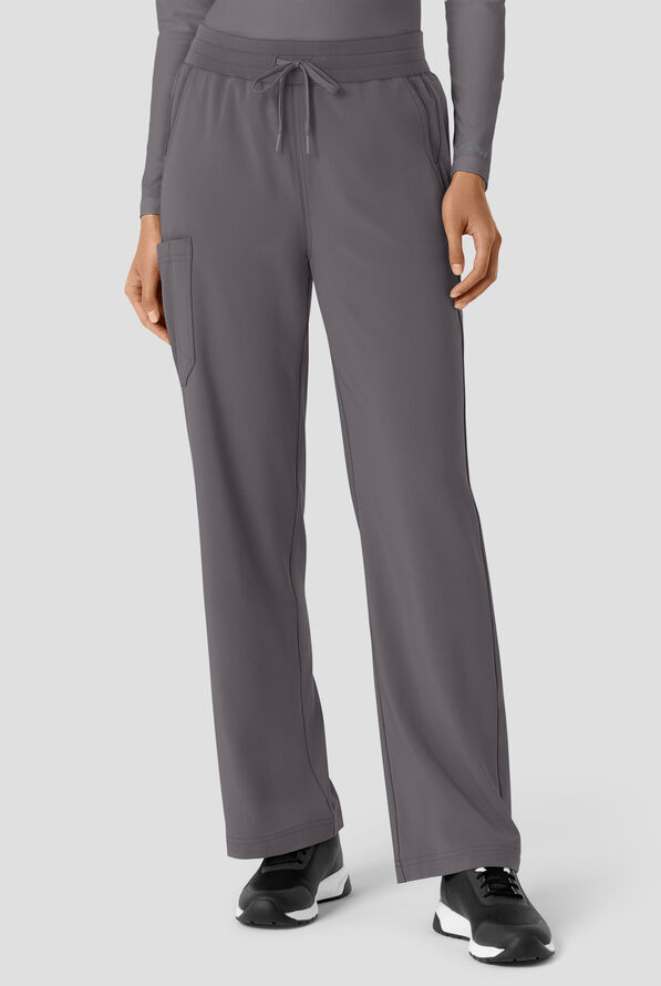 Pantal&oacute;n m&eacute;dico Carhartt Cross-Flex Force STRETCH de corte acampanado estilo cargo con cord&oacute;n convertible y 6 bolsillos para mujer - Pewter - 1