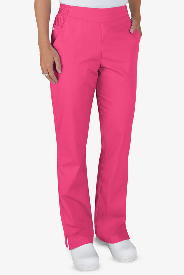 Butter-Soft STRETCH Women's 2-Pocket Flat Front with Back Elastic Scrub Pants - Tall - Fuchsia - 1
