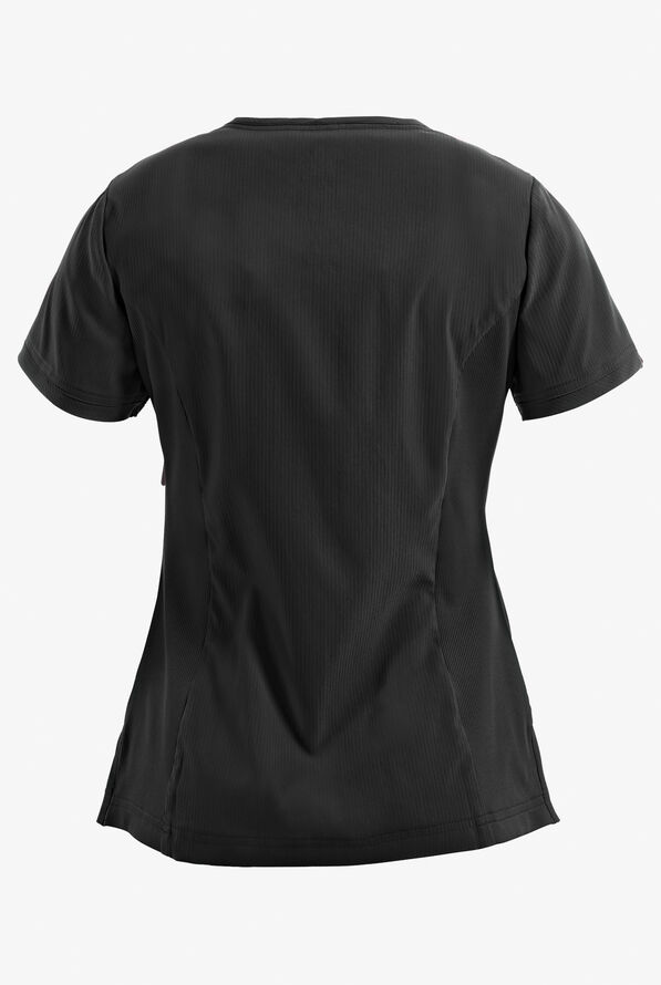 Blusa médica koi Lite™ Philosophy STRETCH estilo cruzado con 2 bolsillos y cremallera para mujer - Black - 2