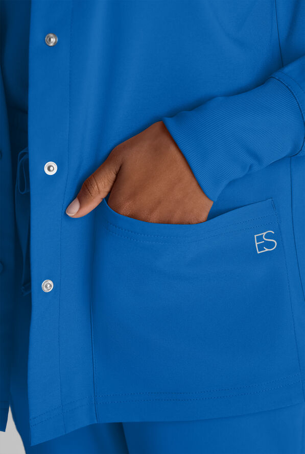 Chaqueta m&eacute;dica Easy STRETCH con botones a presi&oacute;n y 3 bolsillos para mujer - Royal - 4