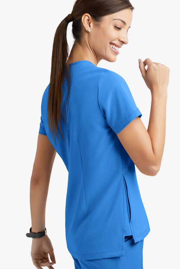 Blusa m&eacute;dica Easy Stretch Taylor con cuello en V y 3 bolsillos para mujer - Cerulean - 5