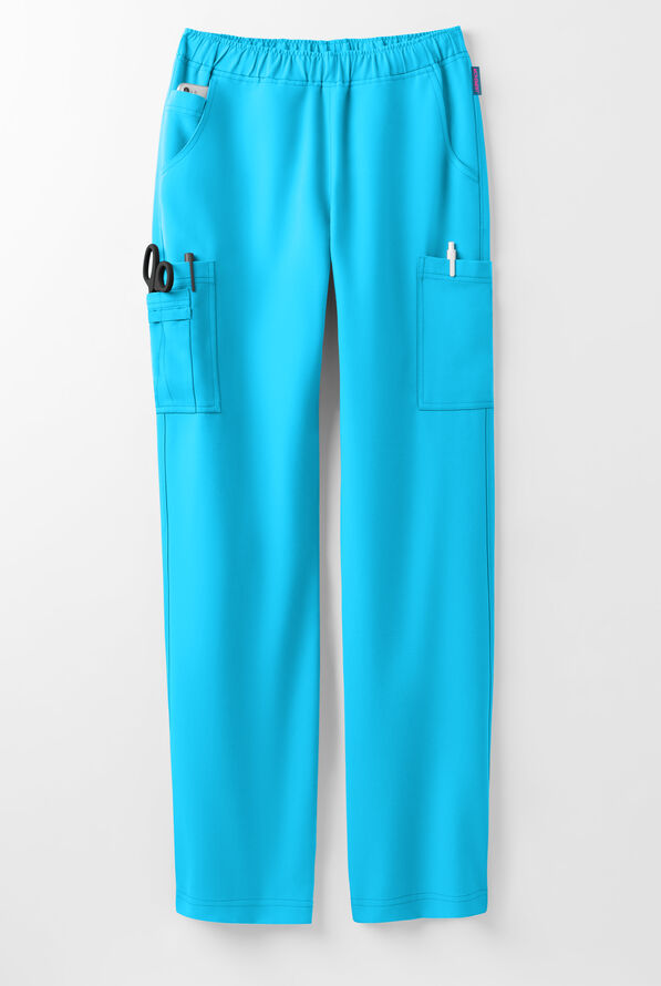 MOVEMENT by Butter-Soft Rigel Women's 9-Pocket Interior Drawstring STRETCH Scrub Pants - Turquoise - 5