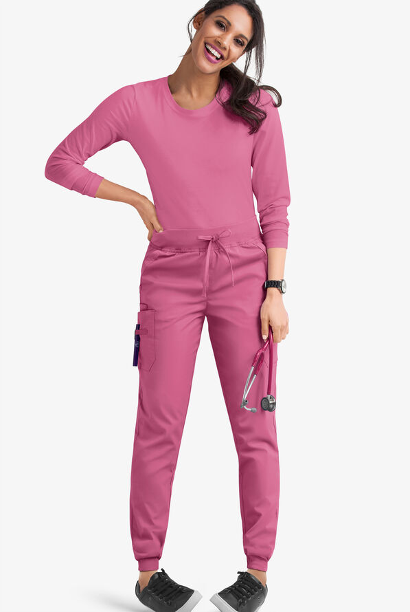 Pantalón médico UA Butter-Soft STRETCH tall estilo cargo jogger con 4 bolsillos para mujer - Berry Haze - 2