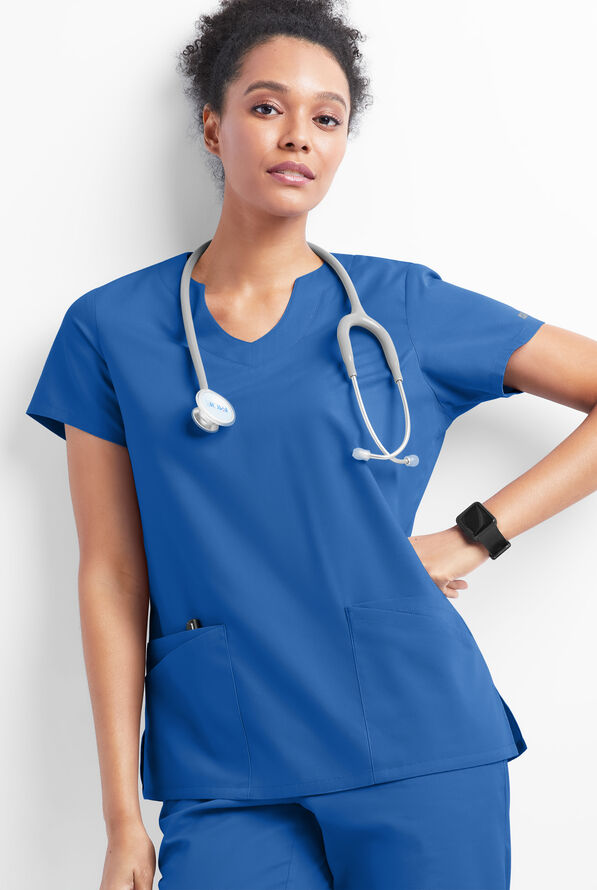 Butter-Soft Originals Women's 6-Pocket Scallop Neck Scrub Top - Royal - 5