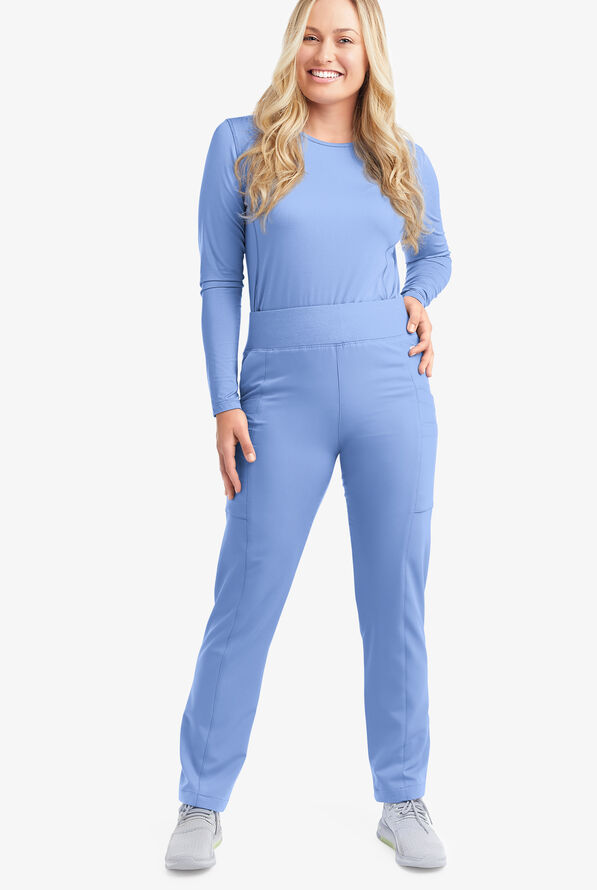 Pantal&oacute;n m&eacute;dico ReSurge by Butter-Soft Petite estilo yoga con 6 bolsillos para mujer **Ligeramente IRREGULAR** - Ceil Blue - 3