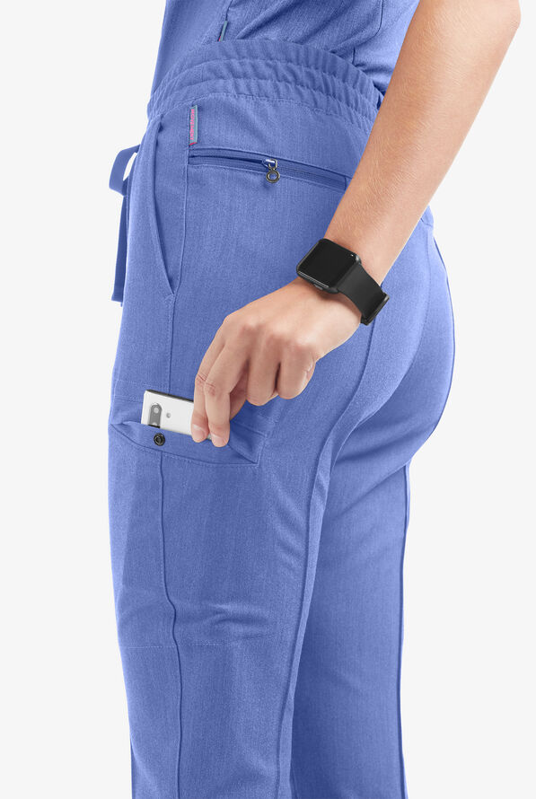 Movement by Butter-Soft Capricorn Women’s 7-Pocket Skinny Pintuck Scrub Pants - Electric Blue Heather - 2