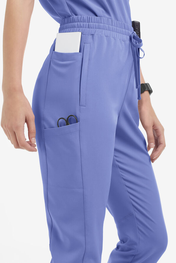 Pantal&oacute;n m&eacute;dico Easy STRETCH Kourtney estilo jogger con piernas delgadas modernas y 5 bolsillos para mujer - Ceil Blue - 3