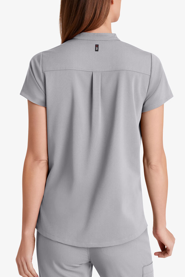 Grey's Anatomy by Barco Spandex STRETCH Avery Women's 2-Pocket Notch Sleeve V-Neck Scrub Top - Moonstruck - 2