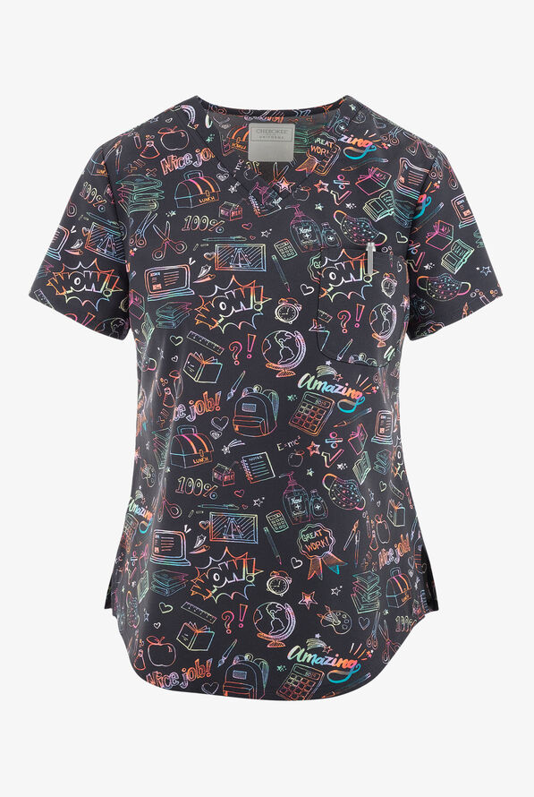 Blusa m&eacute;dica estampada Cherokee Smart Stuff con cuello en V - null - 1