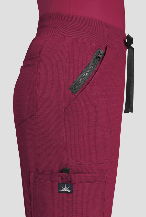 koi Solis Hettie Women's 7-Pocket STRETCH Jogger Cargo Scrub Pants - Wine - 3