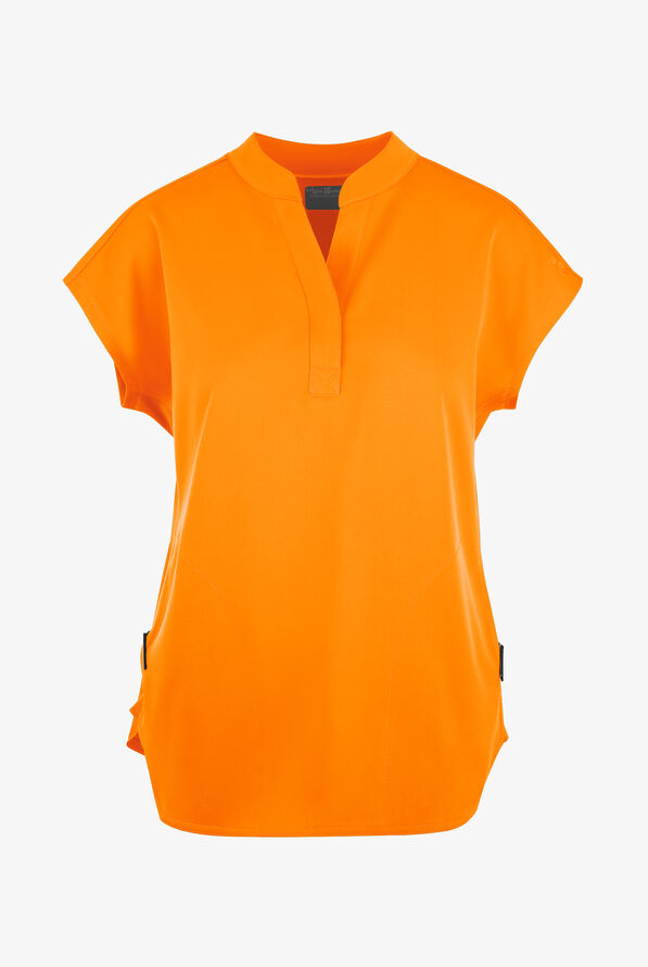 Zavate Ava Therese Piper Women's 2-Pocket STRETCH Dolman Sleeve Mandarin Collar Scrub Top - Orange Glow - 1