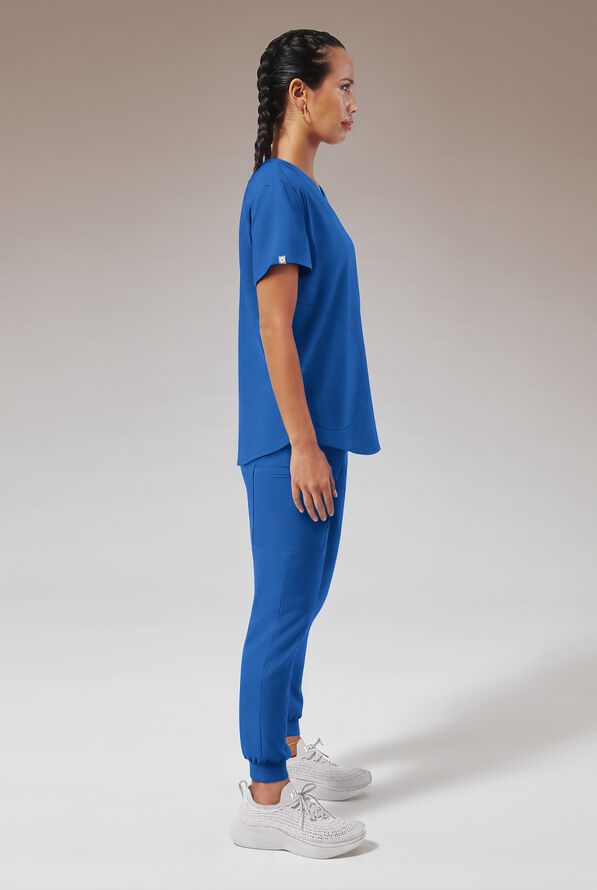 Hypothesis Beta V-Shell Women's 2-Pocket Relaxed Fit Tunic Scrub Top - Royal - 3