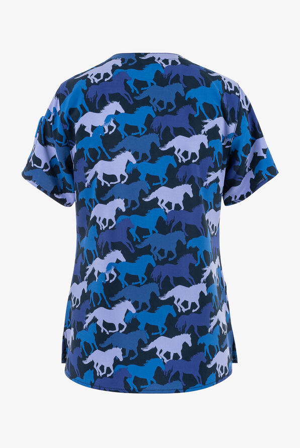Carhartt Horse Run Women's 5-Pocket STRETCH V-Neck Print Scrub Top - null - 2