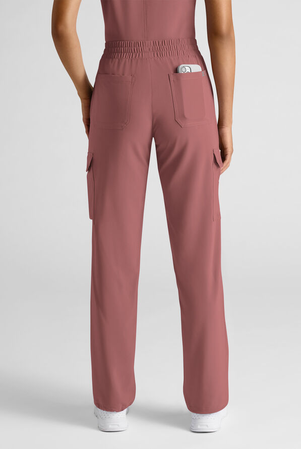 Easy STRETCH Ayo Women's 10-Pocket Cargo Scrub Pants - Soft Chestnut - 2