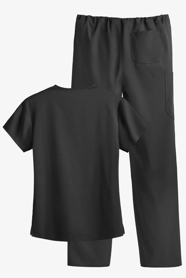 Strictly Scrubs STRETCH Unisex 3-Pocket Scrub Set - Black - 3