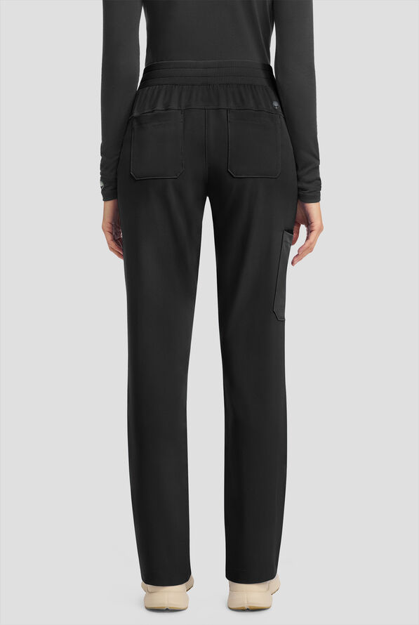 HH Works by Healing Hands Women's 5-Pocket STRETCH Straight Leg Drawstring Cargo Scrub Pants - Black - 4