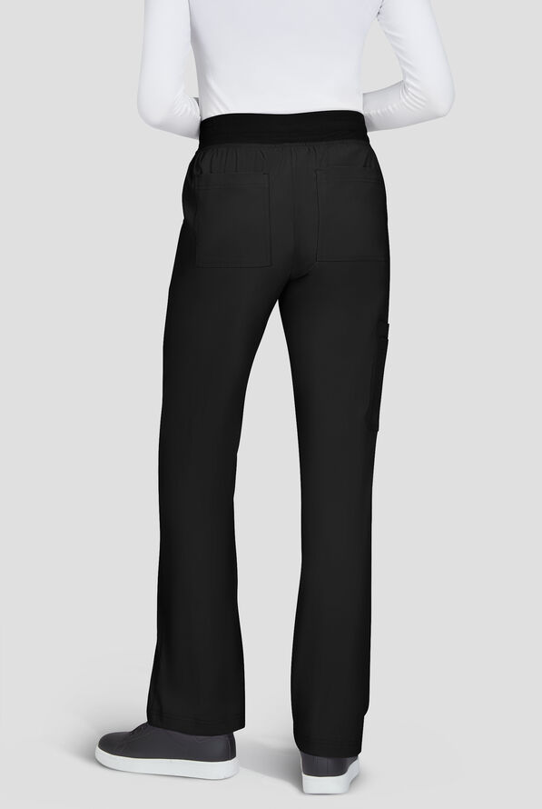 koi Basics Wrenlee Women's 6-Pocket STRETCH Bootcut Scrub Pants - Black - 4