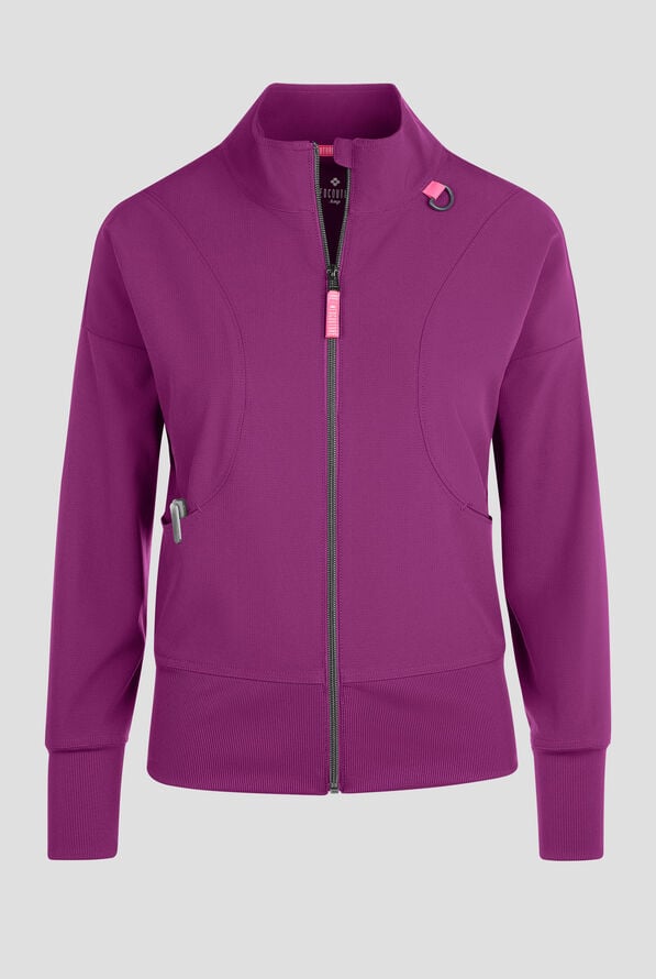 Chaqueta m&eacute;dica abrigada Med Couture Amp STRETCH con cremallera y 2 bolsillos para mujer - Plum Royale - 1