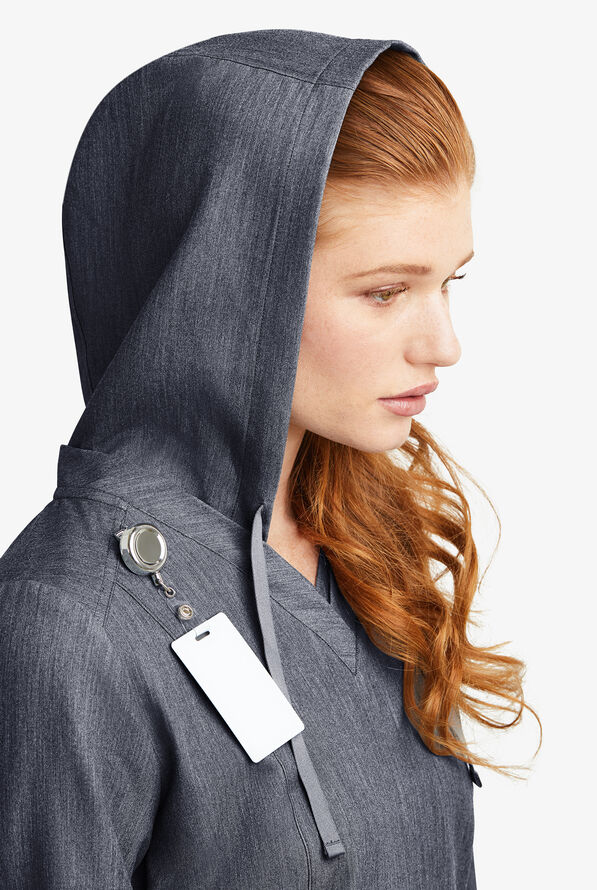 Sudadera m&eacute;dica MOVEMENT by Butter-Soft Sirius STRETCH con capucha y 4 bolsillos para mujer - Indigo Heather - 5