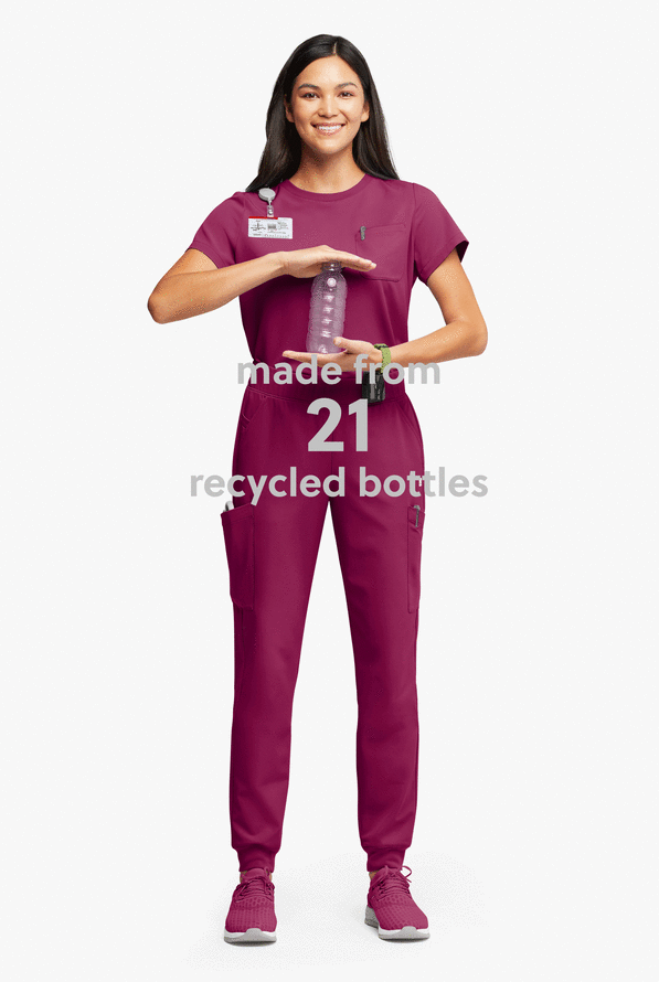 Pantalón médico ReSurge Amber estilo jogger con piernas pitillo y 7 bolsillos para mujer - Wine - 5