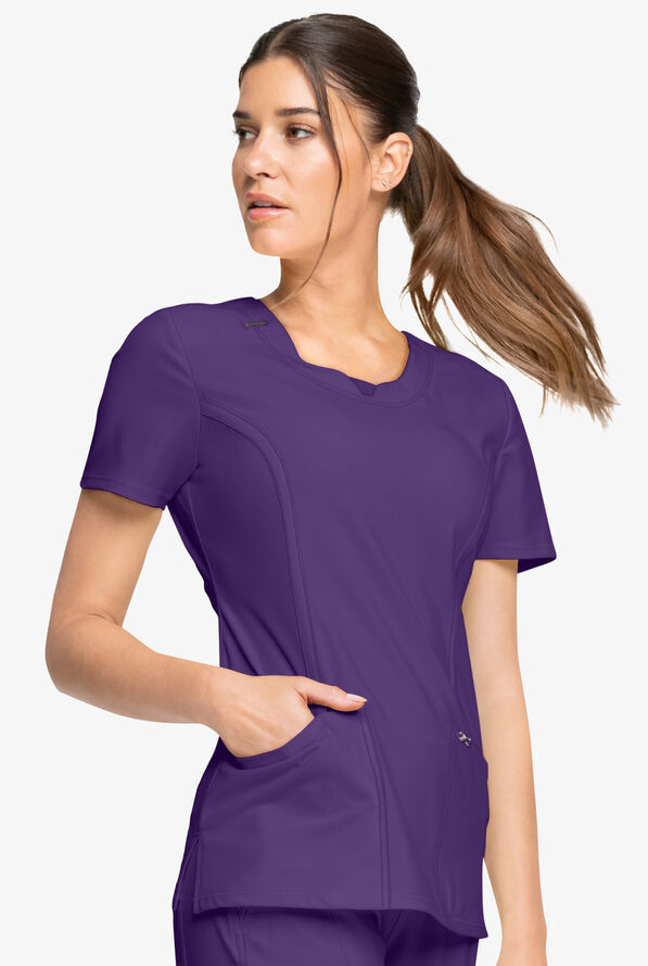 Infinity Women's 3-Pocket STRETCH Round Neck Scrub Top - Grape - 3