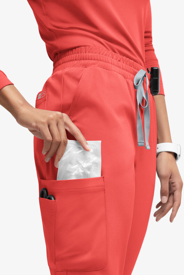 Pantal&oacute;n m&eacute;dico Easy STRETCH Naya con piernas rectas y 6 bolsillos para mujer - Spiced Coral/Silver Melange - 2