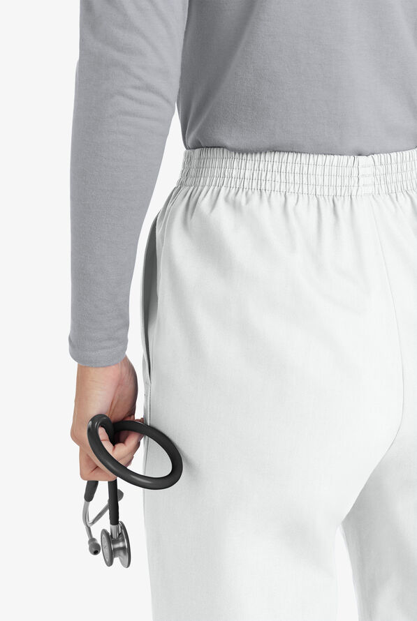 Butter-Soft Core Scrubs Women's 2-Pocket Tapered Elastic Waist Pants - White - 3
