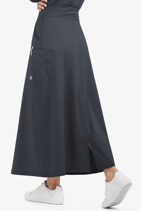 Butter-Soft STRETCH Women's 3-Pocket Ankle Length Scrub Skirt - Pewter - 3