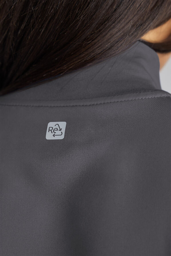 ReSurge Rhine Women's 5-Pocket Oversized Half Zip Stand Collar Scrub Top - Pewter - 6