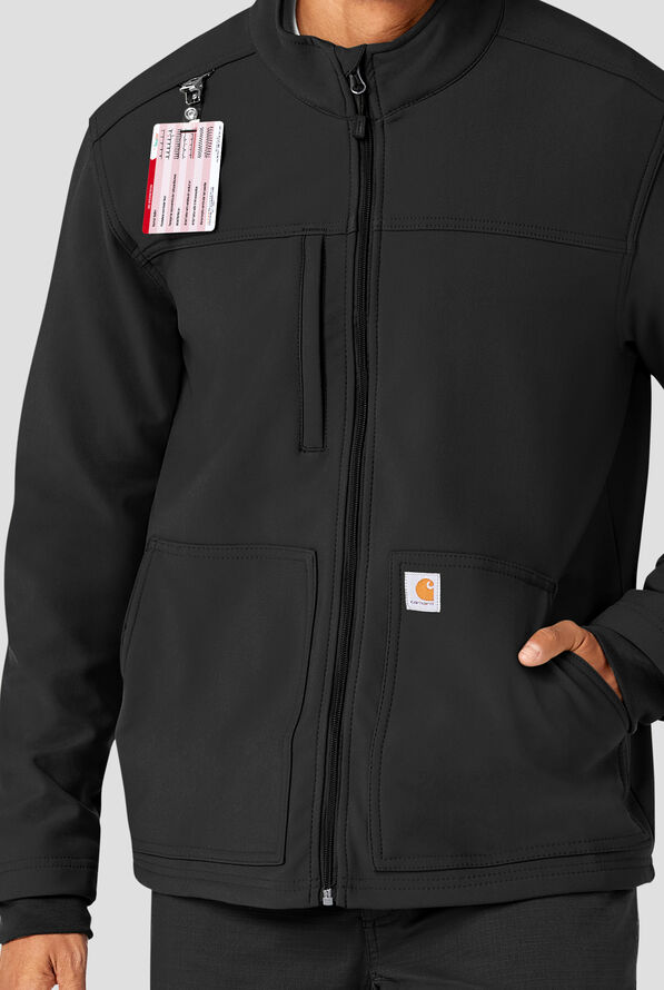 Carhartt Force Rugged Flex Men's 3-Pocket Bonded Fleece Scrub Jacket - Black - 4