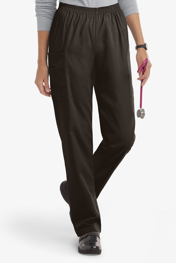 UA Best Buy Scrubs Women's 3-Pocket Elastic Waist Tapered Pants - Tall - Espresso - 1