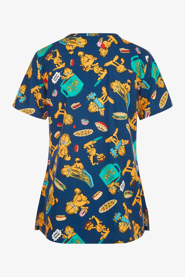 Hungry Garfield by Funscrubs Women's 2-Pocket STRETCH V-Neck Print Scrub Top - null - 2