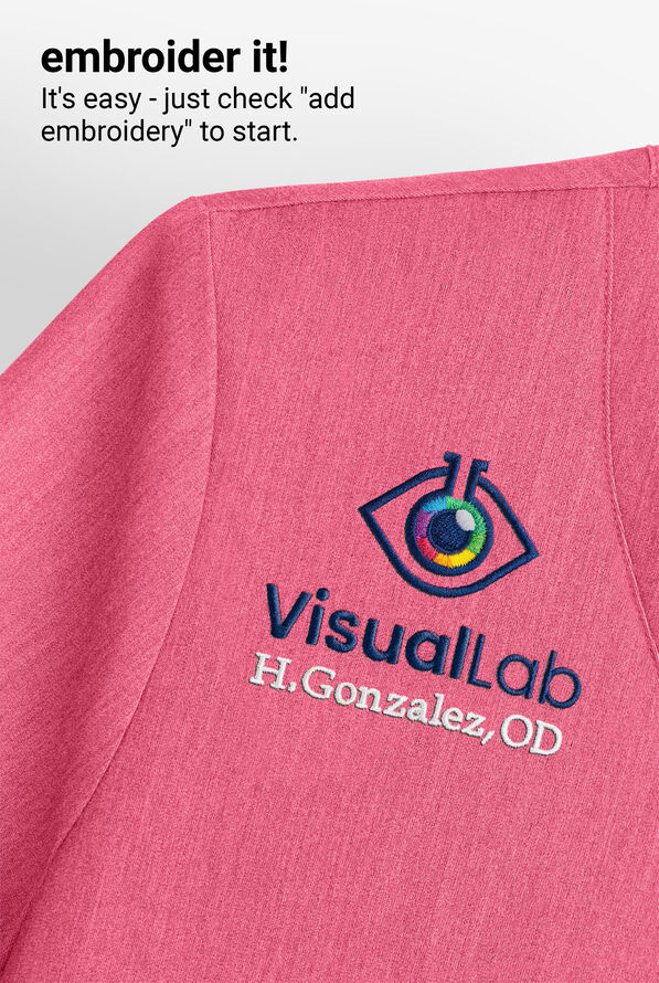 Blusa m&eacute;dica MOVEMENT by Butter-Soft Antares STRETCH con cuello en V y 6 bolsillos para mujer - Bright Pink Heather - 5