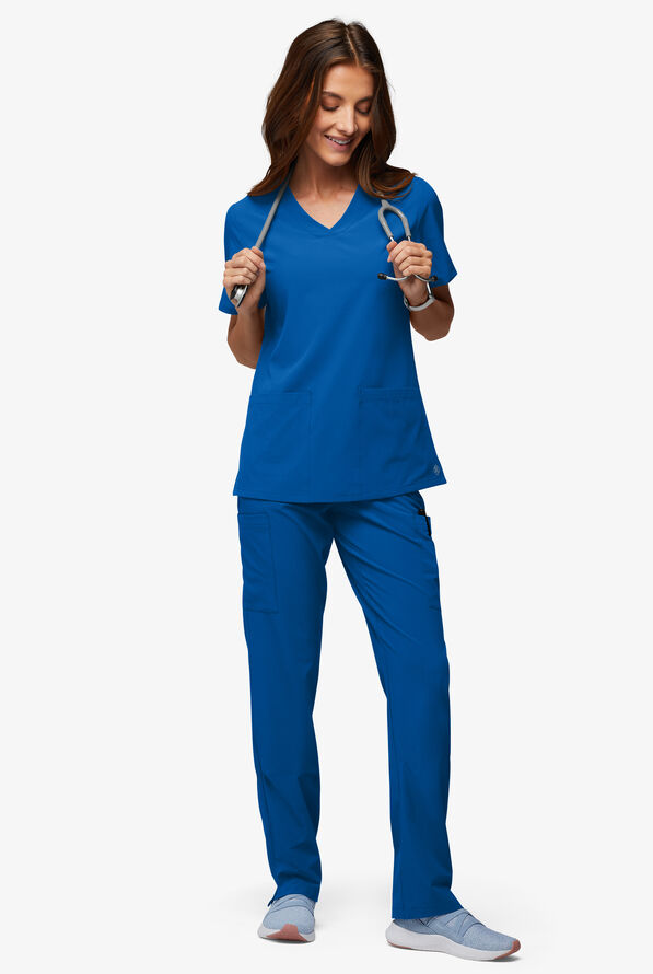Easy Stretch EcoGrid Alana Women's 3-Pocket Scrub Top - Royal - 6